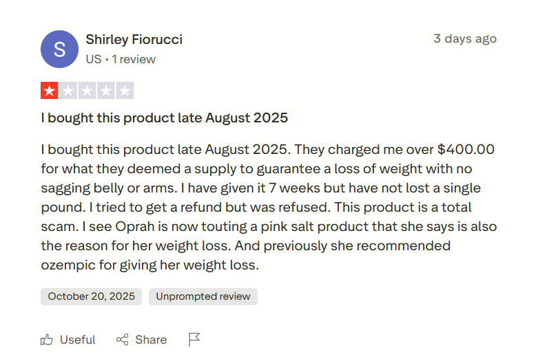 LipoMax scam Trust Pilot