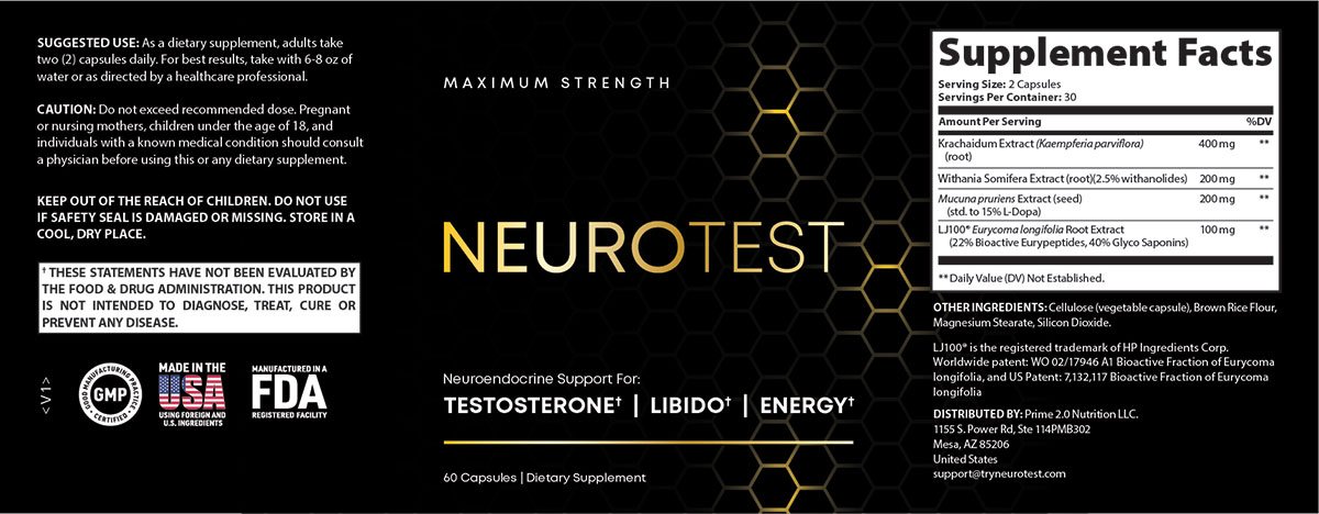 NeuroTest Ingredient Label Desktop